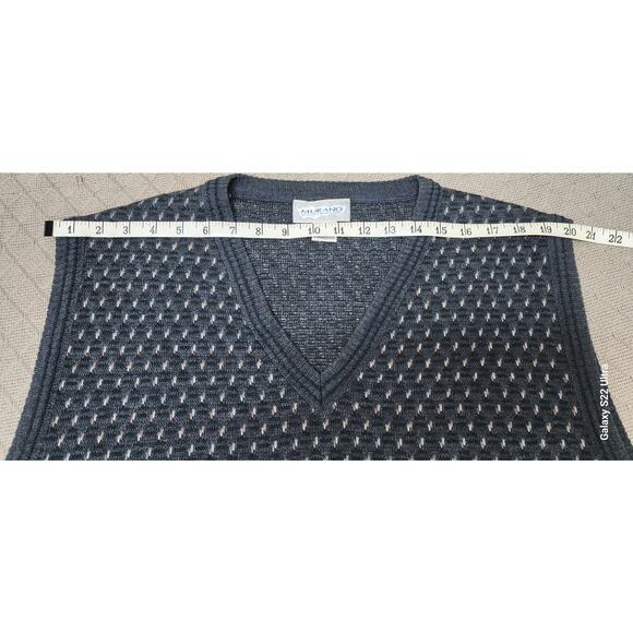 Murano VTG 90s Wool Blend Diamond Pattern V neck Sleeveless Sweater Vest Mens XL - Picture 4 of 8